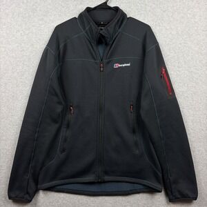 Berghaus Extrem Fleece Jacket Men's Large Black Grid Full Zip Sherpa Lined Hike